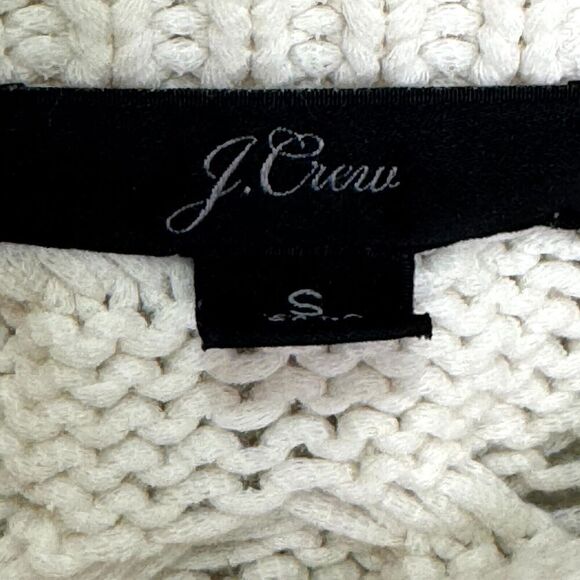 J. Crew Diagonal Cable-Knit Crewneck Sweater Size Small Cotton Fisherman Crew - Picture 2 of 7